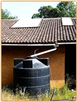Collecting rainwater from a roof into a cistern